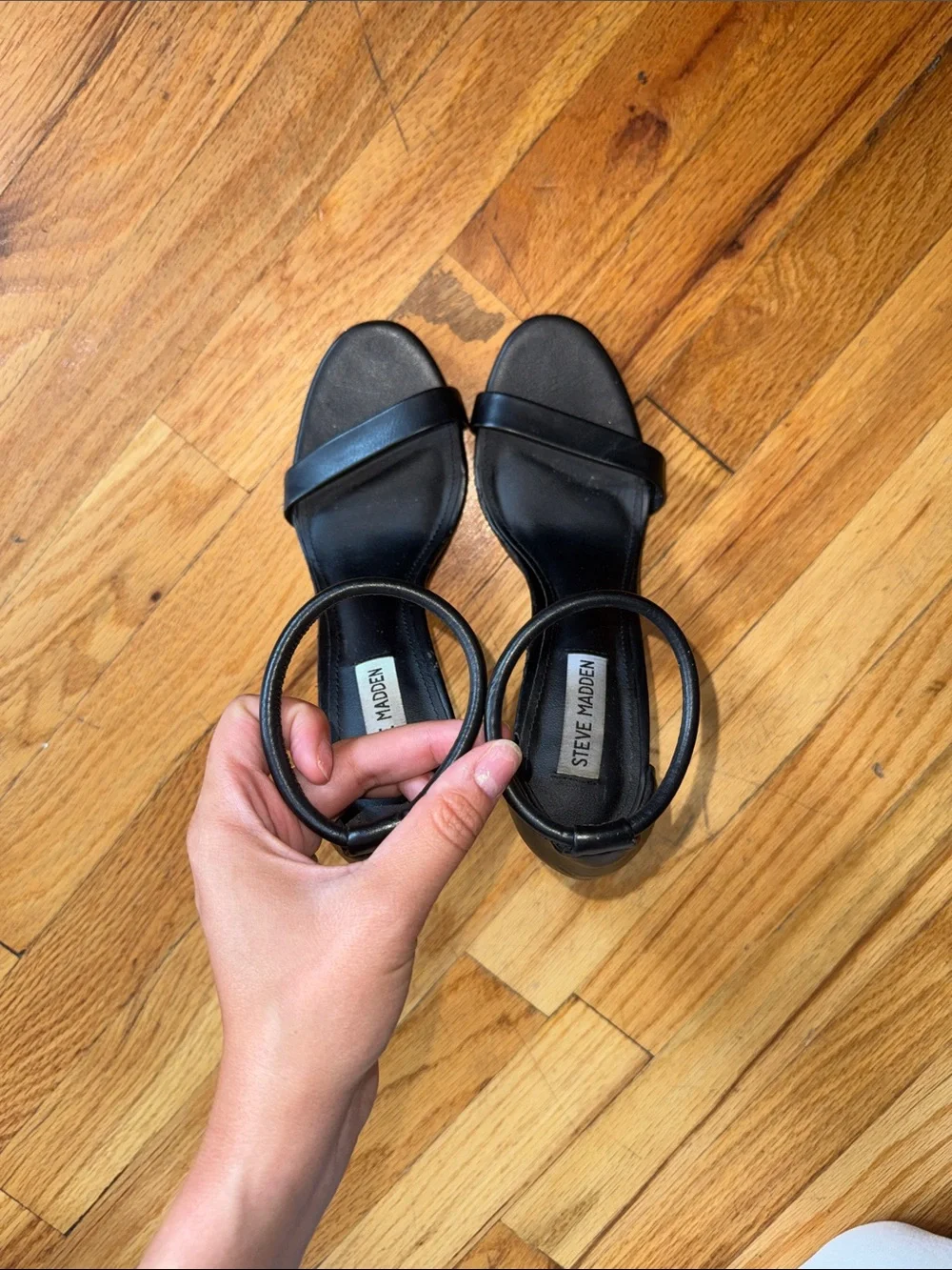 Steve Madden Women's Black Ankle-Strap Stiletto Sandals size 8.5